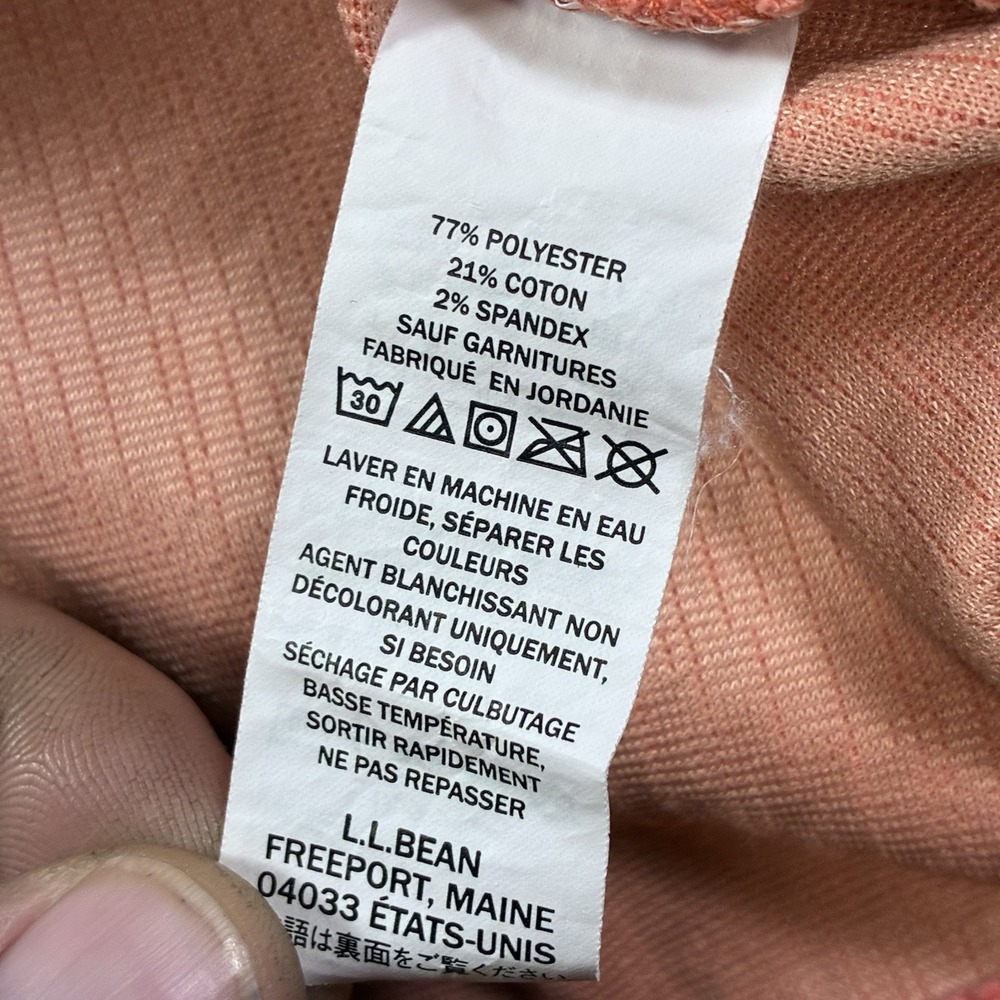 L.L.Bean Womens Large Pullover Hoodie Coral Textured Knit Stretch Pockets - Picture 7 of 13